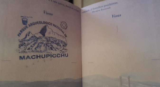 Passport stamp machu PIcchu