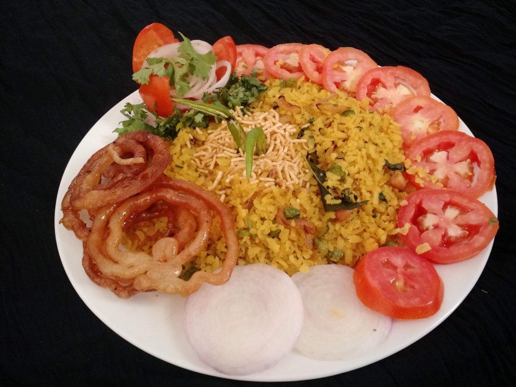 street food of india poha jalebi