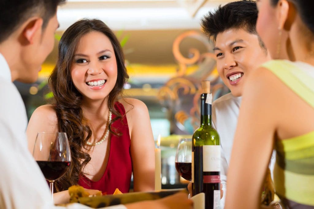 people having a business lunch in China