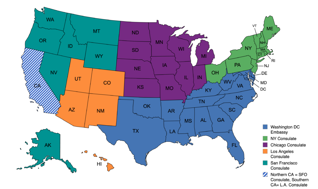 China Consulate Jurisdictions 2024